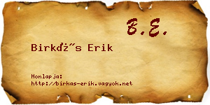 Birkás Erik névjegykártya
